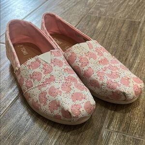 Toms Pink Elephant Pattern Animal Circus Cookies Slip-Ons - Womens Size 7.5